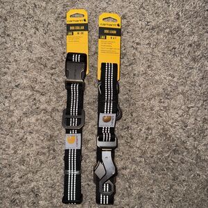 Carhartt Dog Leash 6'X 1" & Collar Size Large Neck 18"- 26" Black Reflective NWT